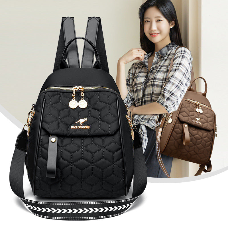 Women's Trendy Rhombus Embroidery Thread Oxford Cloth Women's Backpack