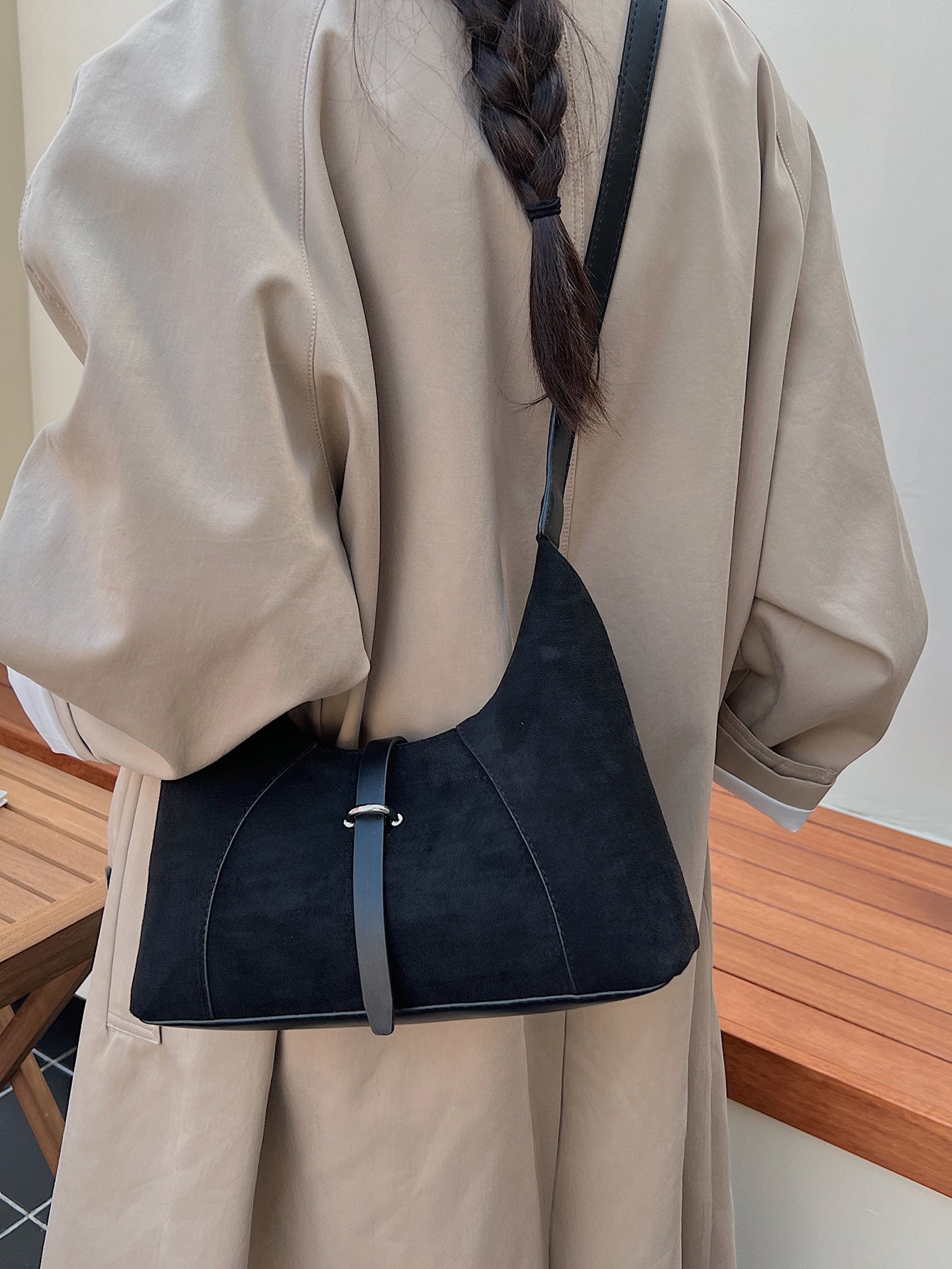 Women's Minority Trendy Fashionable Advanced Suede Large Women's Shoulder Bag