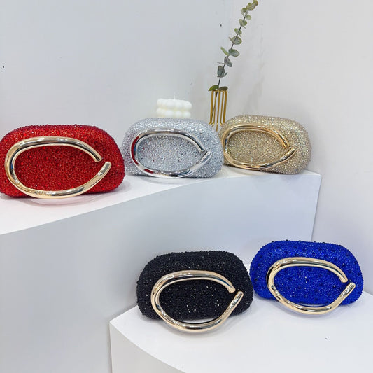 Trendy Classic Round Box Clutch Dinner Acrylic Vintage Handle
