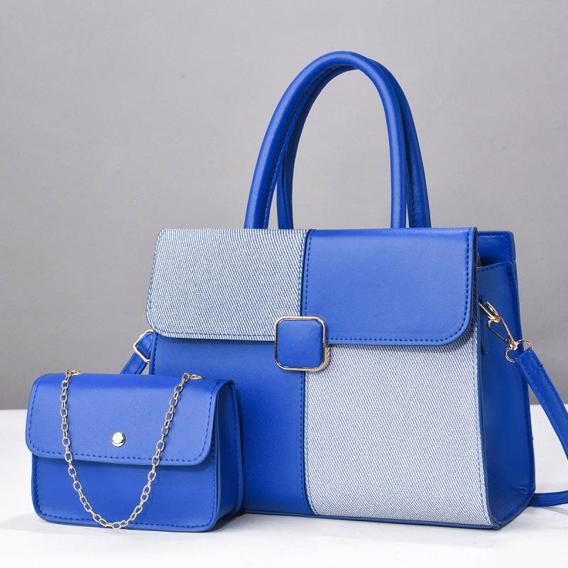 Fixed Large Capacity Contrast Color Embossed Fashion Handbags