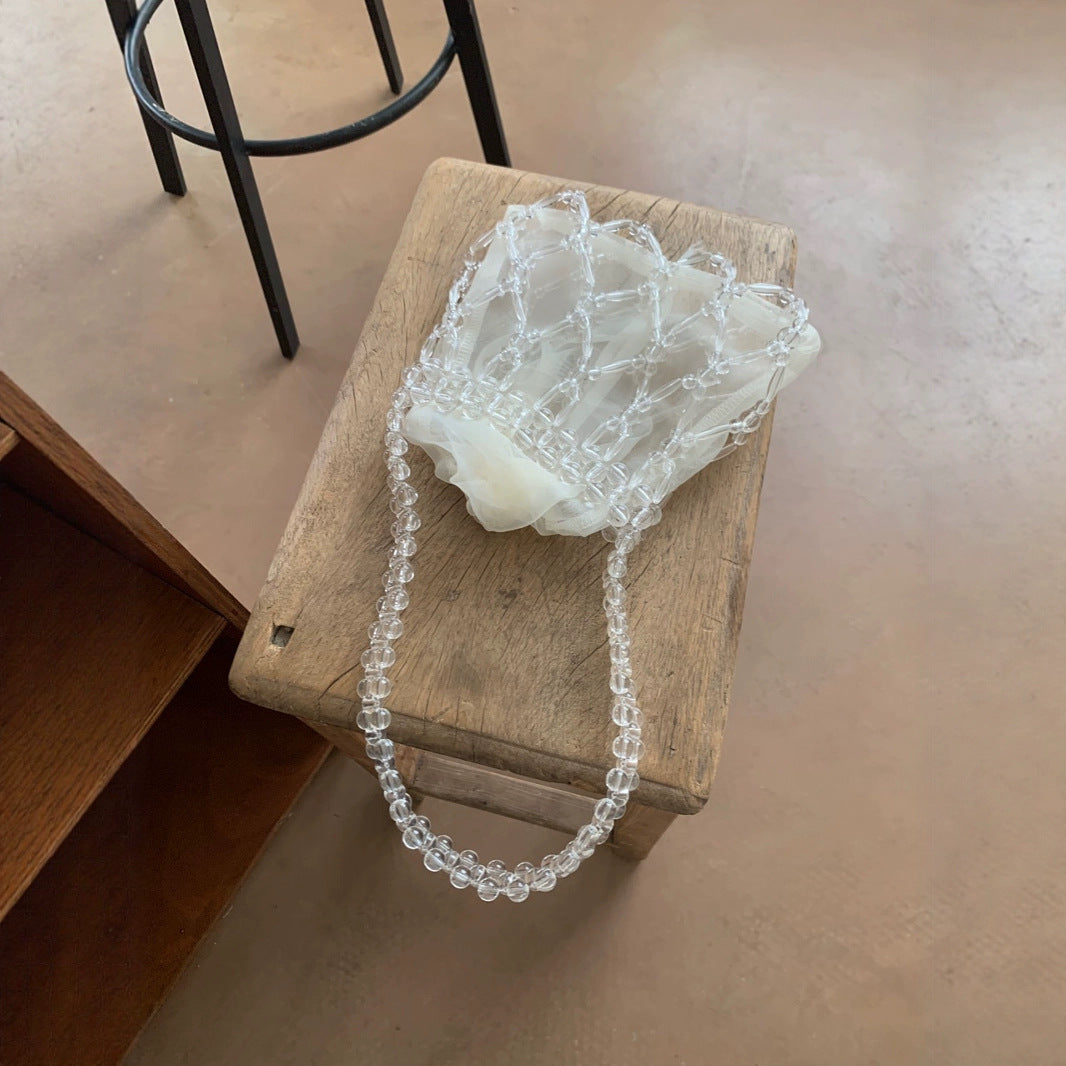 Women's Handmade Pearl Hollow Beaded Vacation Weaving Women's Shoulder Bag