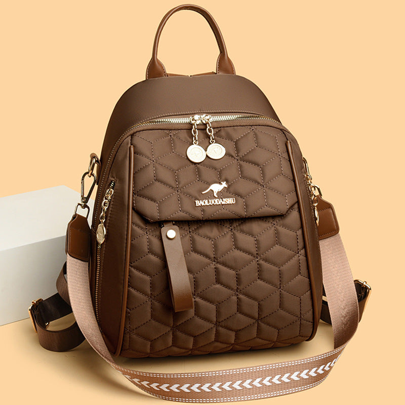 Women's Trendy Rhombus Embroidery Thread Oxford Cloth Women's Backpack