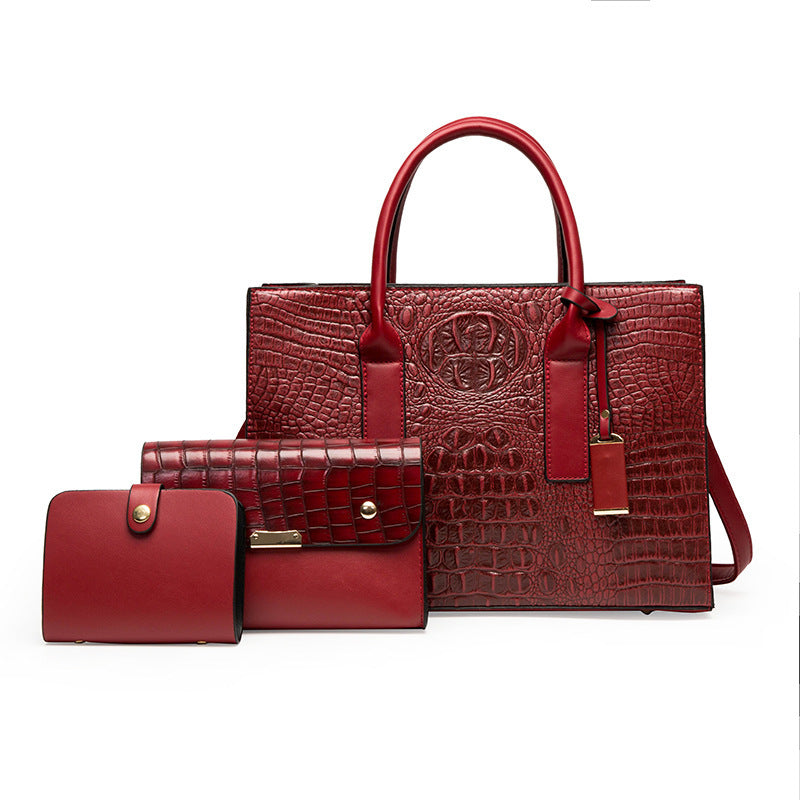 Women's Vintage Crocodile Pattern Portable Large Capacity Women's Handbag
