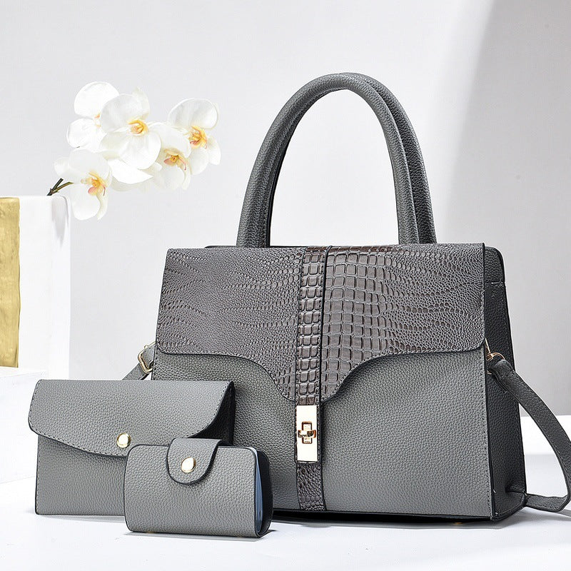 Women's Fashion Three-piece Set High Sense Alligator Underarm Bag