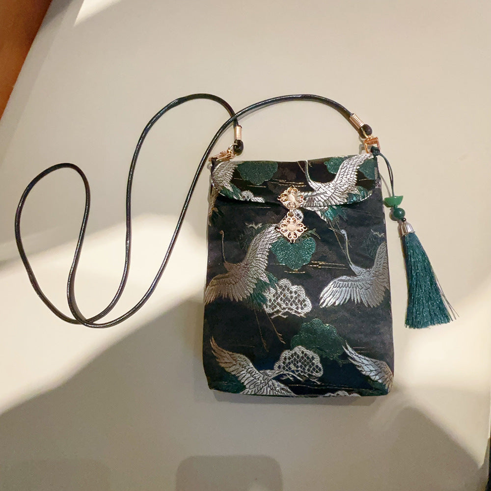Chinese Style Brocade Embroidery Mobile For Women's Messenger Bag