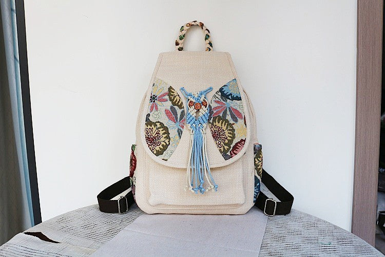 Women's Vintage Printing Wax Line Woven Fresh Women's Backpack
