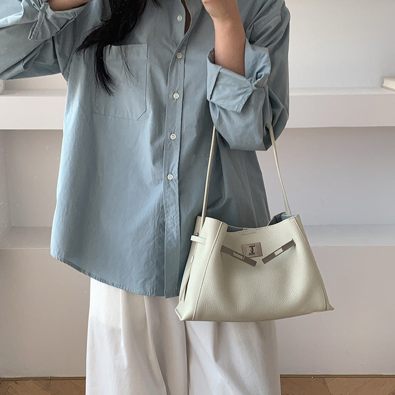 Top Layer Cowhide Korean Style Niche High-grade Women's Shoulder Bag