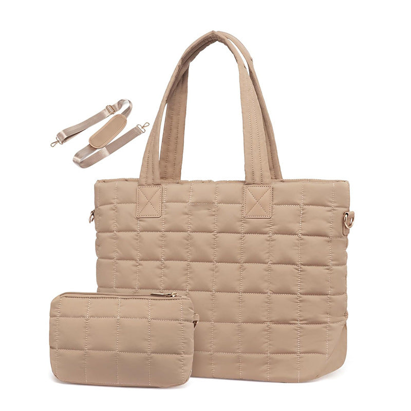 Women's Down Quilted Zipper Fluffy Work Handbags