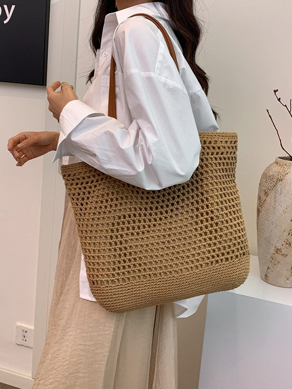 Women's Hollow Woven Portable Seaside Vacation Beach Women's Shoulder Bag
