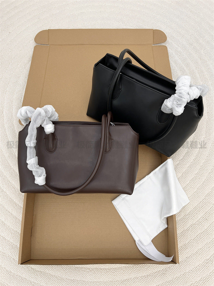 Women's Original Single Minimalist Genuine Leather Long Strap Large Women's Shoulder Bag