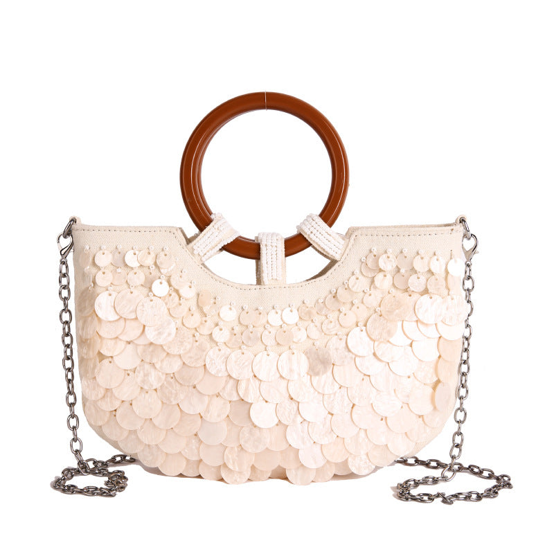 Fairy Handmade Shell Wooden Seaside Vacation Women's Handbag