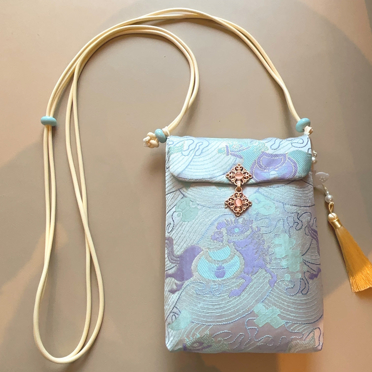 Chinese Style Brocade Embroidery Mobile For Women's Messenger Bag