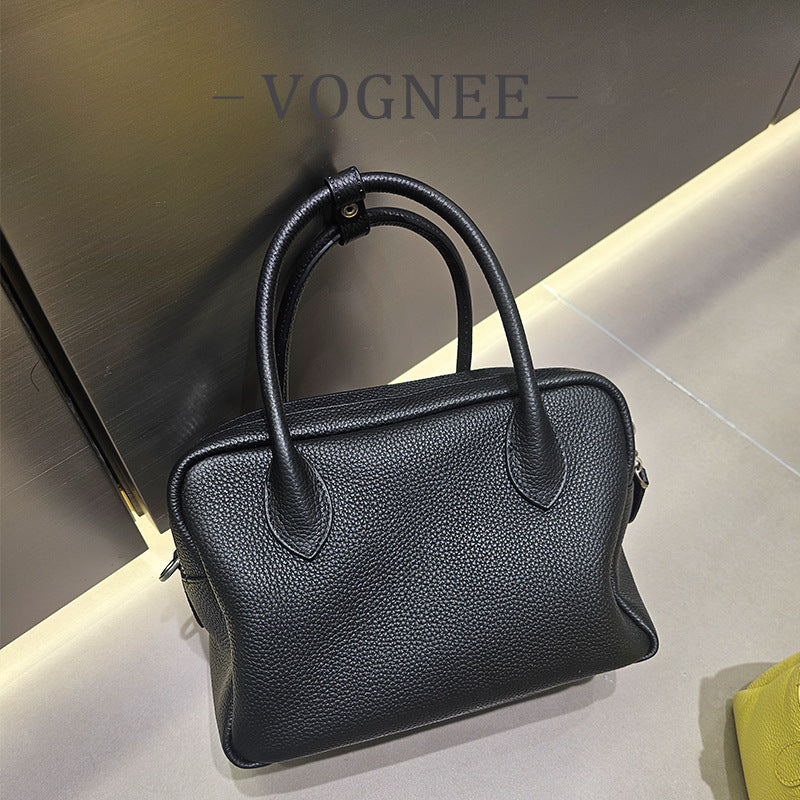 Women's Classic Fashion First Layer Cowhide Boston Women's Handbag