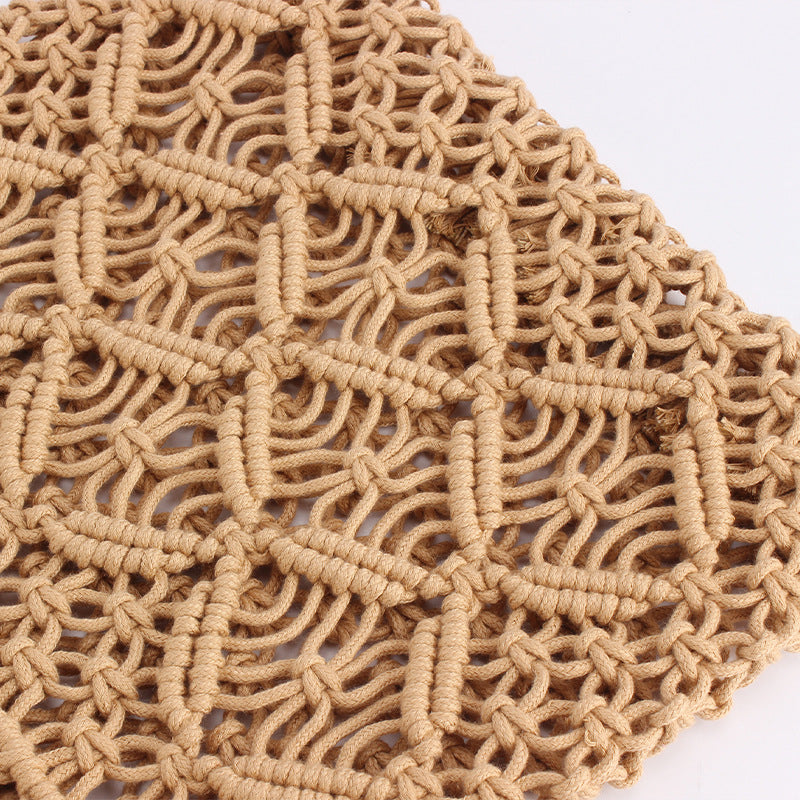 Simple Solid Color Woven Daily Handmade Cotton String Women's Handbag