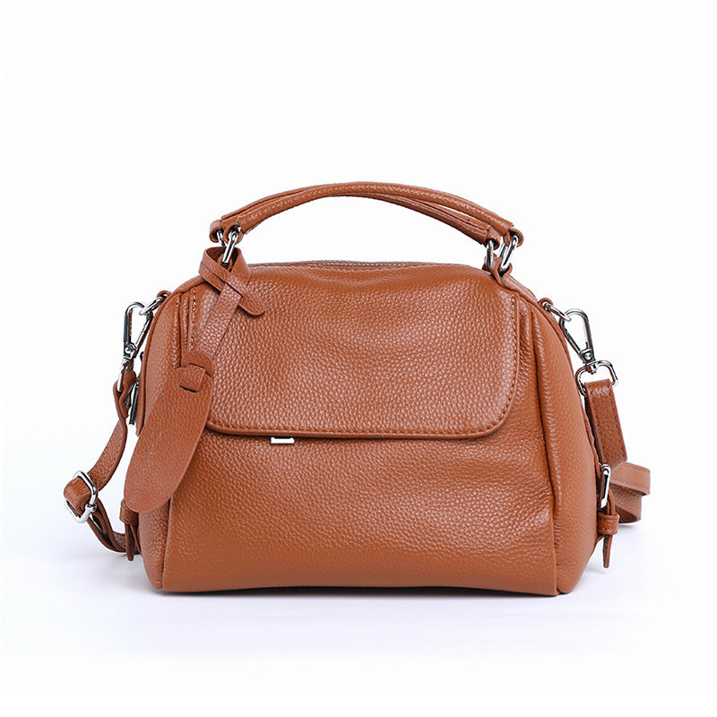 Women's Genuine Leather Portable Litchi Pattern First Layer Cowhide Bags