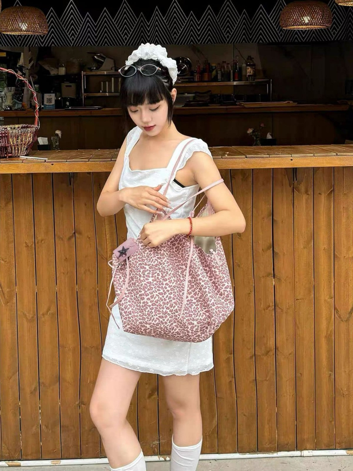 Women's Lazy Relaxed Retro Leopard Print Large Tote Bag