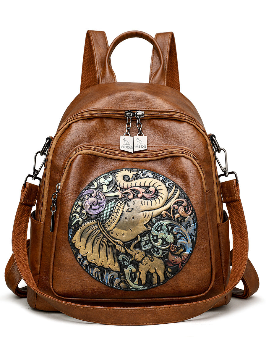 Popular Women's Leather Stylish Versatile Simple Women's Backpack