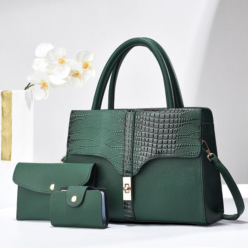 Women's Fashion Three-piece Set High Sense Alligator Underarm Bag