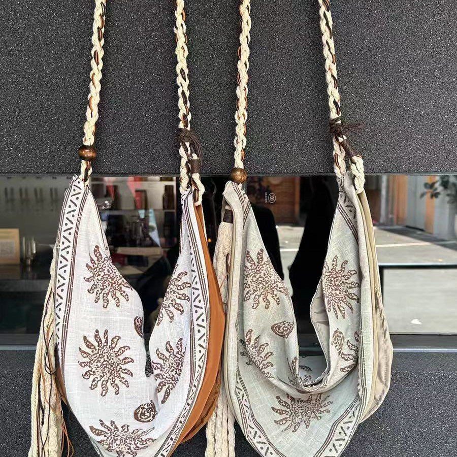 Retro Printed Triangle Large Capacity Ethnic Bags