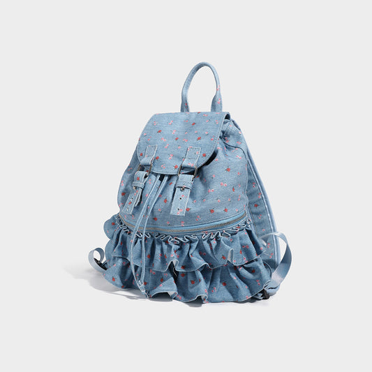 Women's Style Polka Dot Drawstring Spring College Lightweight Women's Backpack