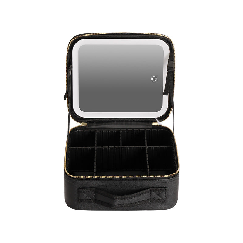 Portable Large Capacity Professional Fixing With Light Makeup Bag