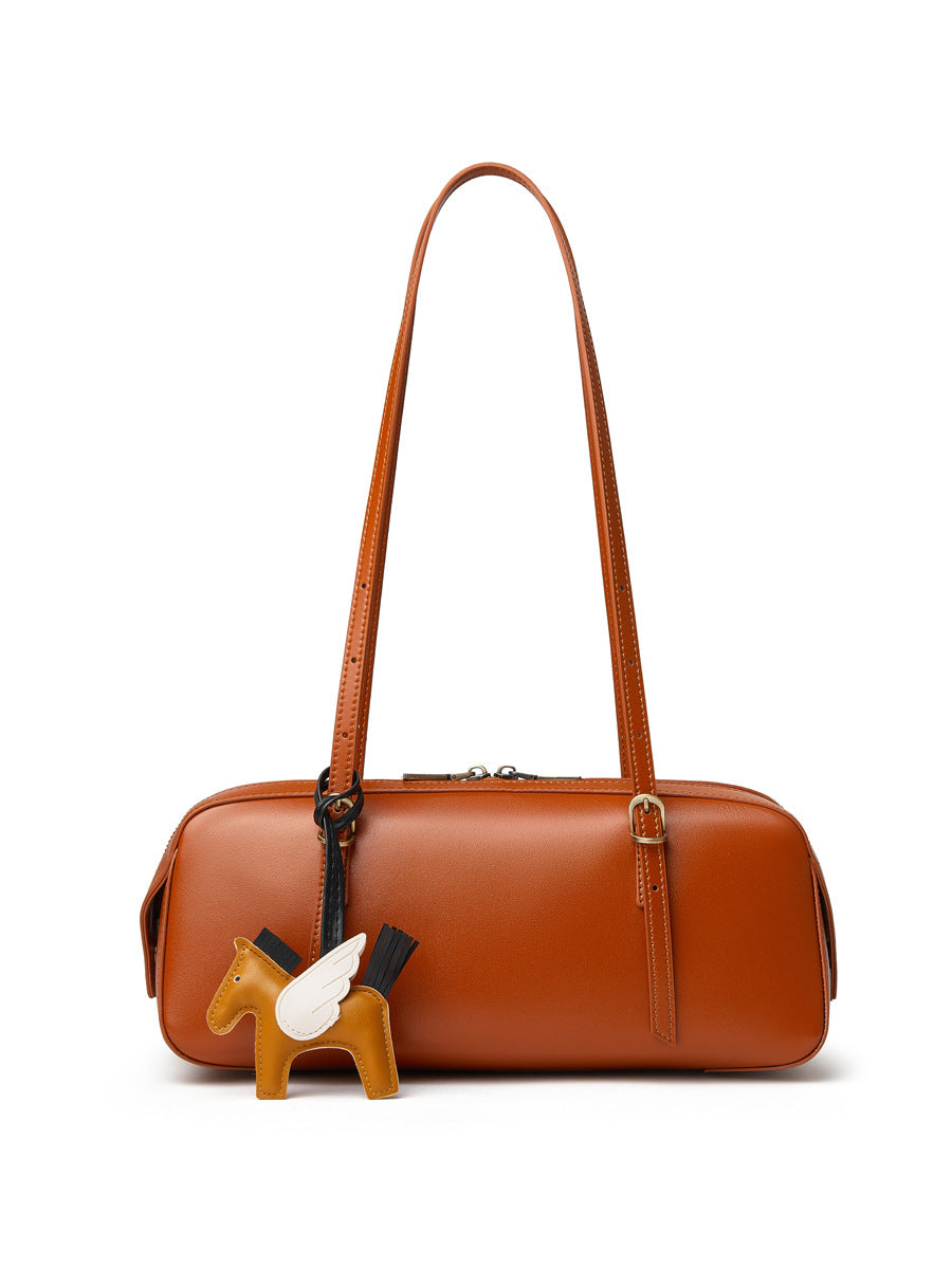 Women's Portable Versatile Retro Bowling Niche Sausage Genuine Bags