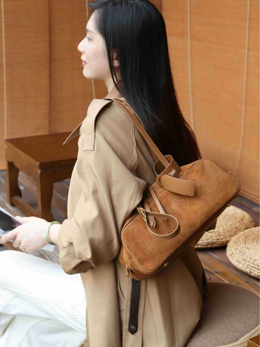 Women's First Layer Frosted Cowhide Boston Vintage Genuine Shoulder Bags