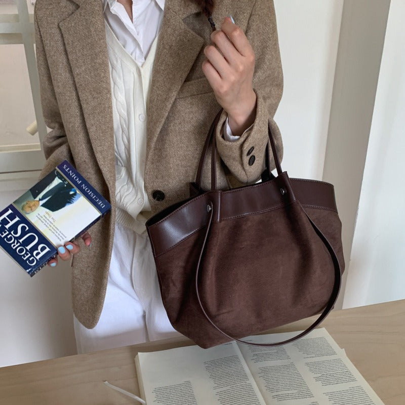 Retro Portable Canvas Stitching Large Capacity Shoulder Bags