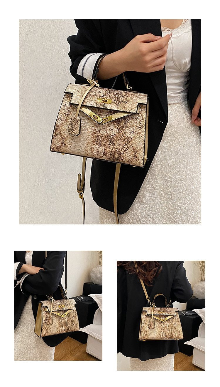 Women's Classic Fashion Kelly Snake Pattern African Women's Shoulder Bag