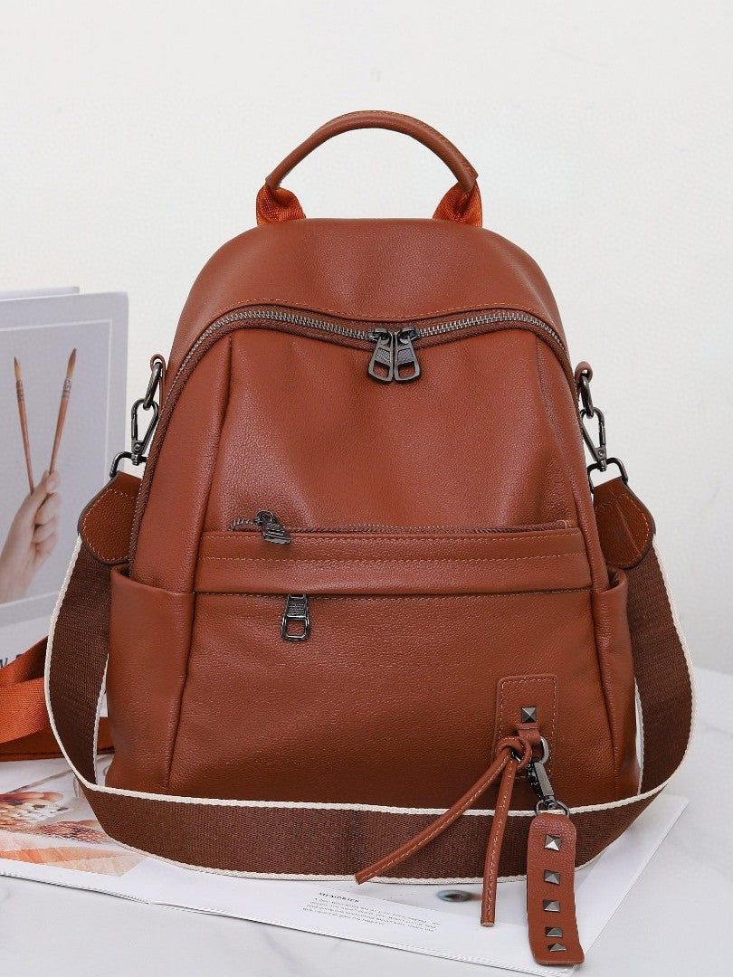 Women's Leather Spring First Layer Trendy Women's Backpack
