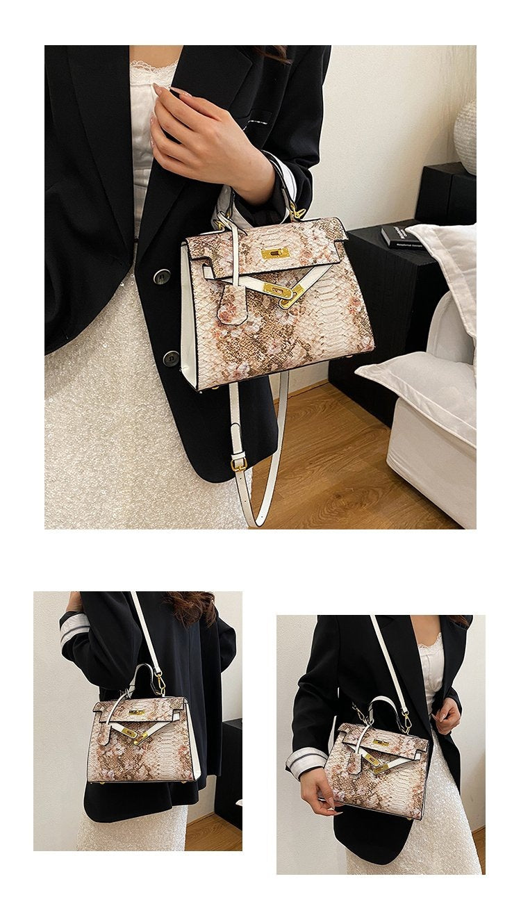 Women's Classic Fashion Kelly Snake Pattern African Women's Shoulder Bag
