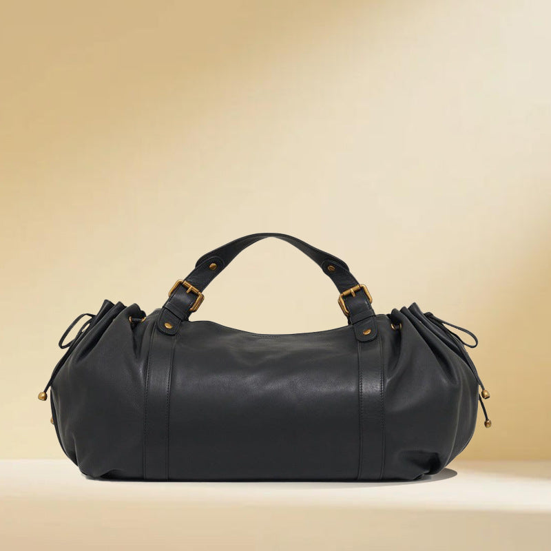 Women's Mild Luxury Retro Drawstring Baguette Niche Underarm Portable Leisure Tote Bag