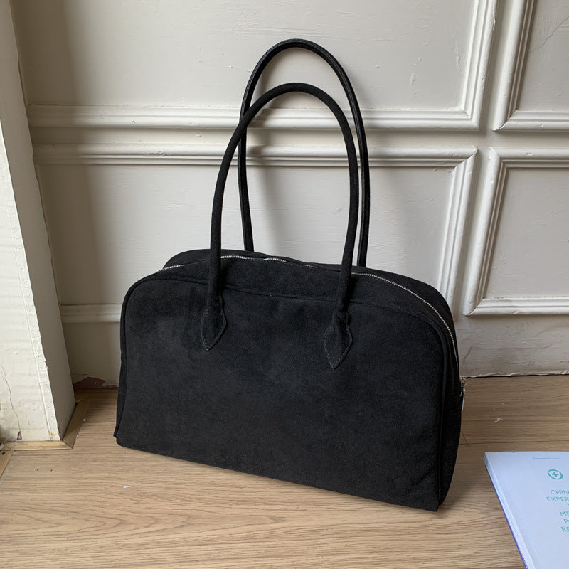 Women's Suede Frosted Vintage Boston Large Capacity Tote Bag