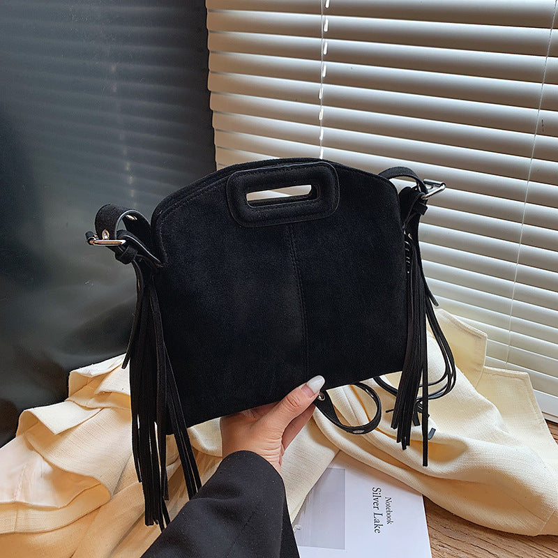 Women's Suede Fashion Retro Simple Texture Tassel Women's Shoulder Bag