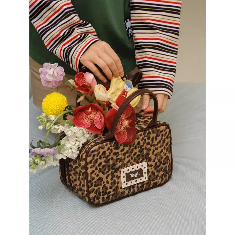 Picnic Bowling Storage Polka Dot Leopard Makeup Bag