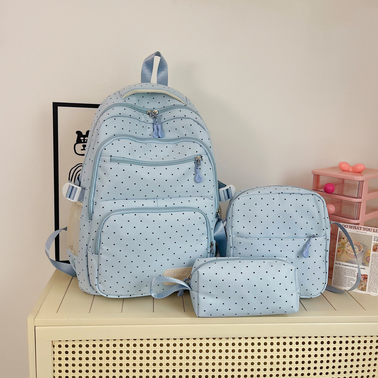 Women's Style Polka Dot Early High College Good-looking Cute Sweet Fresh Women's Backpack