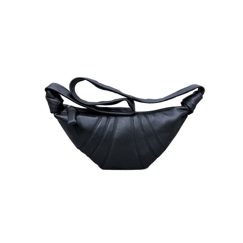 Women's Layer Cowhide Croissant Korean Style Design Women's Messenger Bag