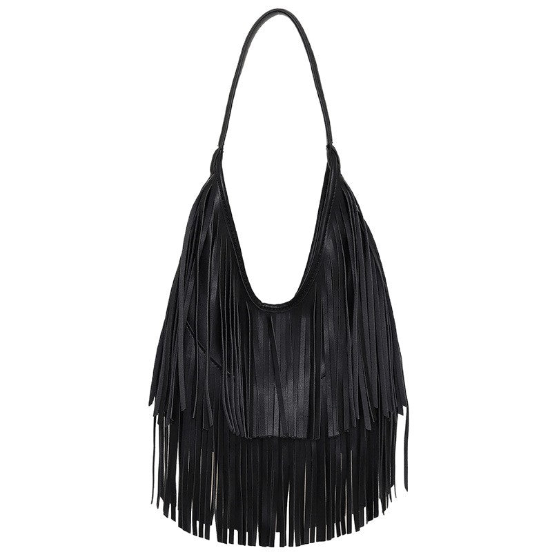 Women's Fashion Style Tassel Vintage Large Capacity Underarm Bag