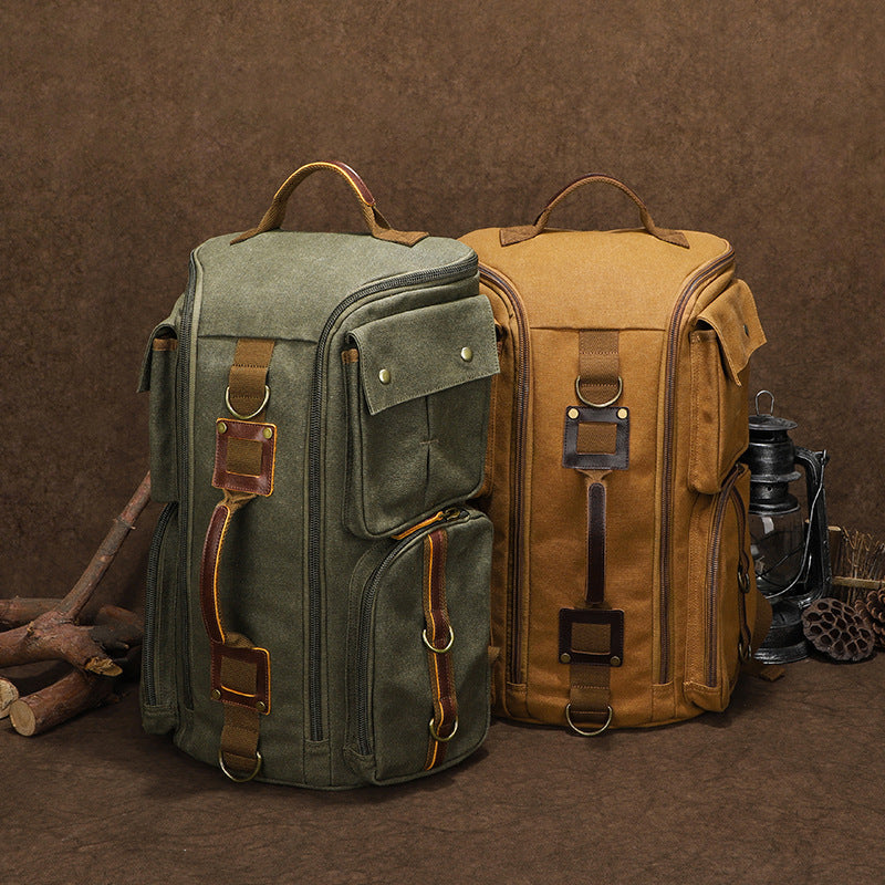 Men's Canvas Vintage Waterproof Large Capacity Computer Leisure Backpack
