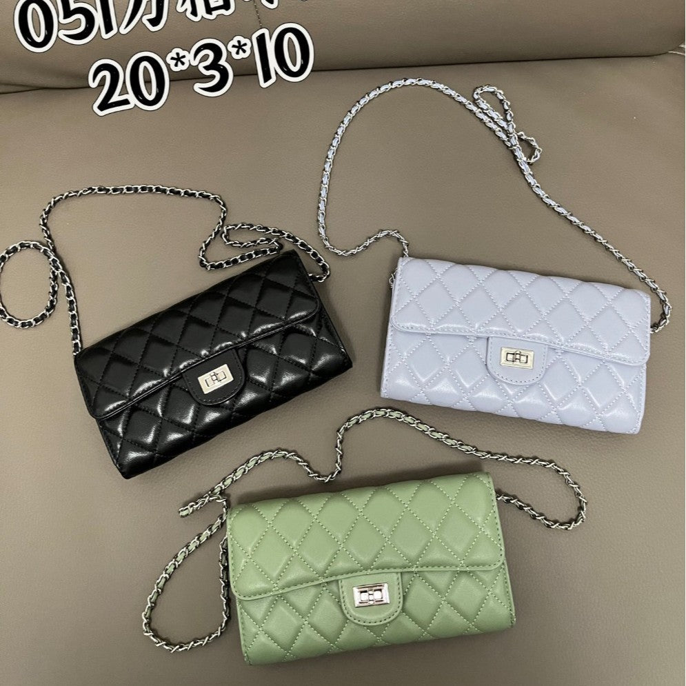 Sheepskin Fashion Diamond Mini Black Mobile Bags