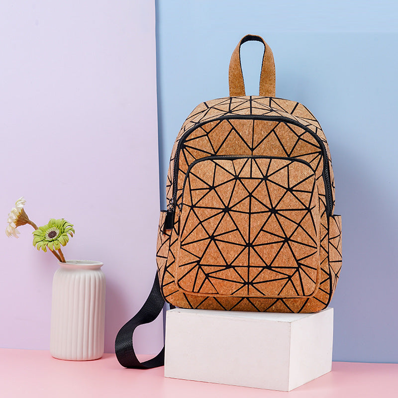 Bark Pure Natural Cork Style Geometric Large Backpacks