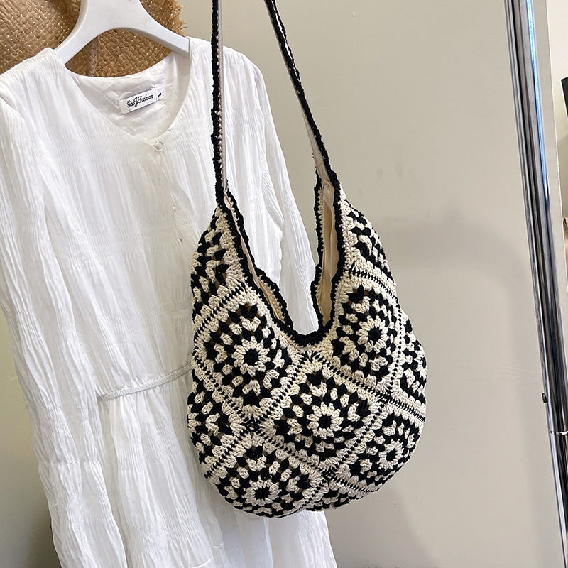 Women's Artistic Woven Trendy Mori Vacation Style Large Shoulder Bags