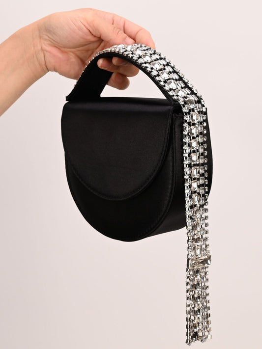 French Style Fairy Shiny Tassel Saddle Women's Shoulder Bag