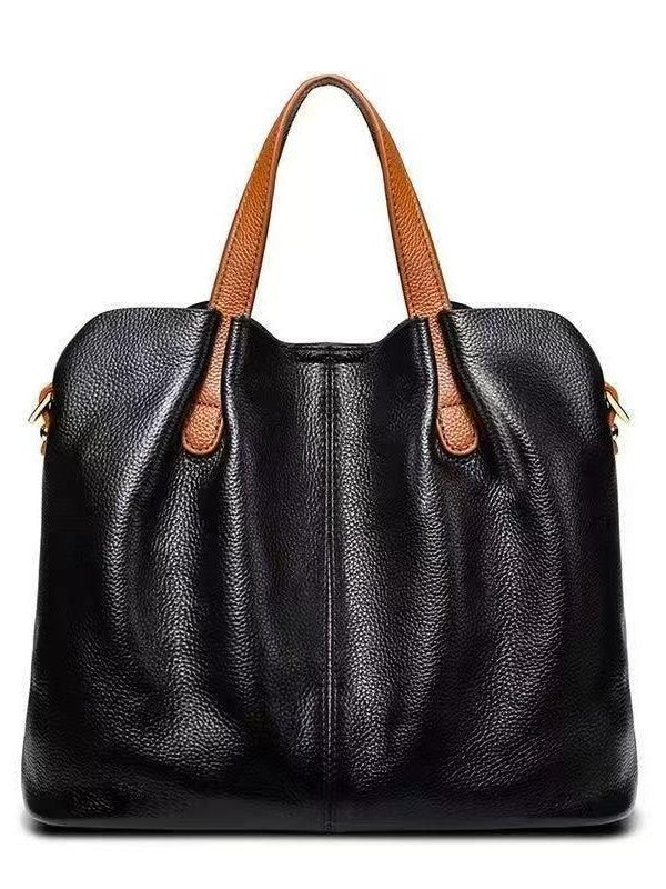 Women's High-grade Large Capacity Contrast Color Soft Leather Niche Women's Messenger Bag