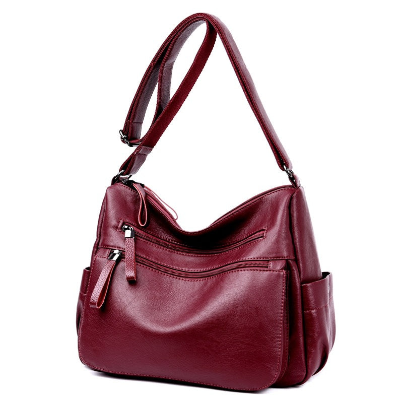 Women's Soft Leather Fashion Simple Big Women's Shoulder Bag