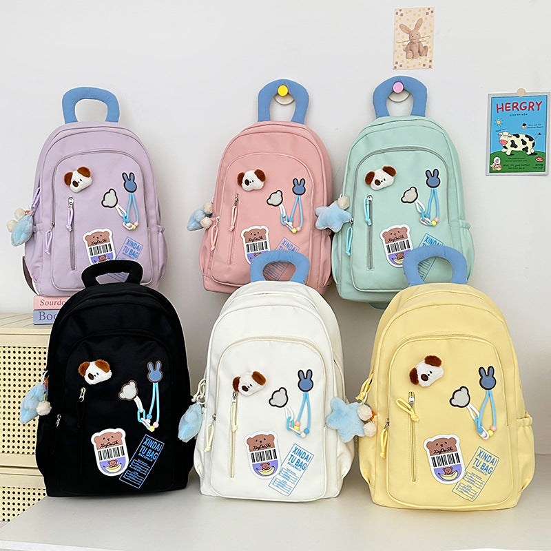 Style Good-looking Early Solid Color High College Western Leisure Backpack
