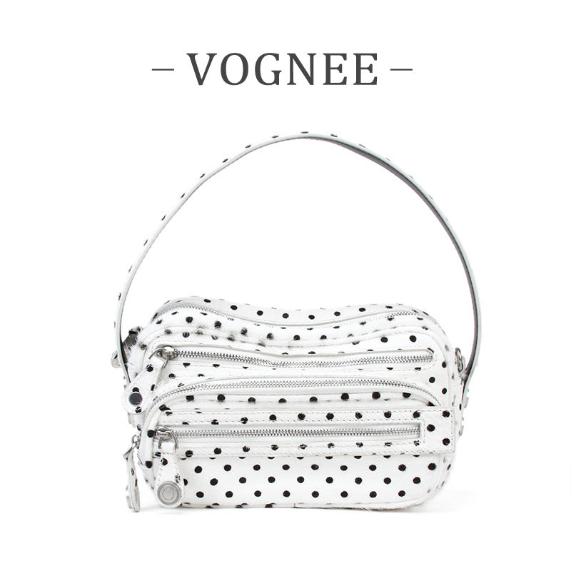 Women's Genuine Leather Design Zipper Fashion Portable Small Square Bags