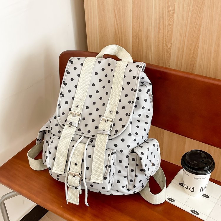 Niche Retro Dot Large Capacity Flip Women's Backpack