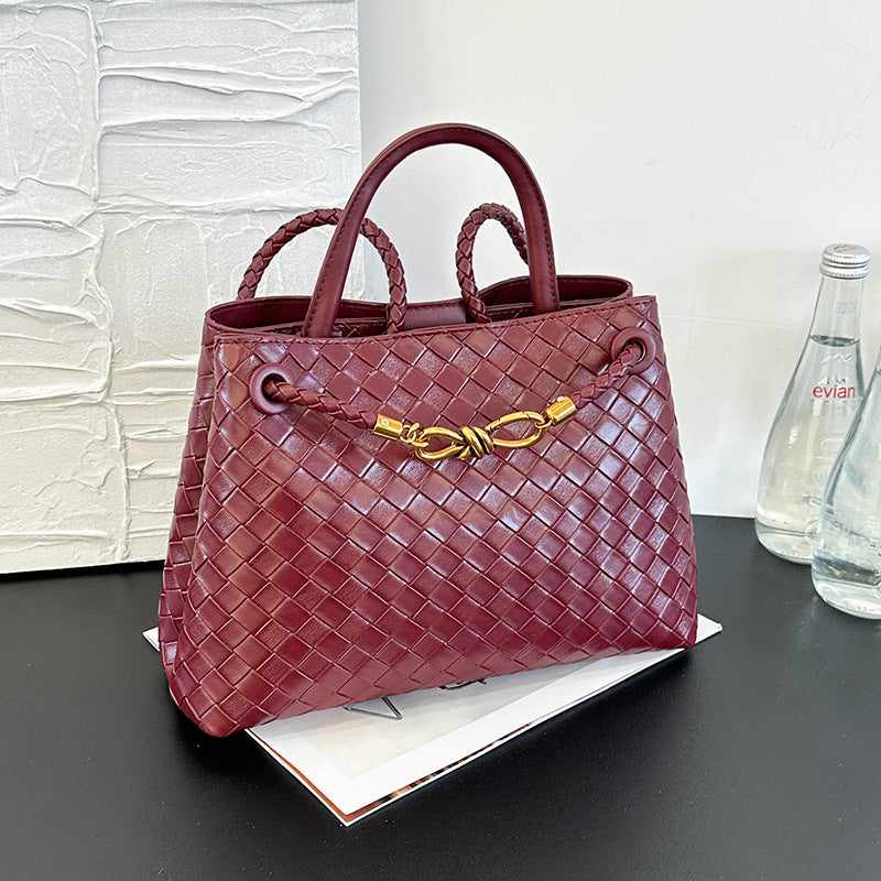 Women's Retro Metal Cord Fastener Woven Niche Women's Messenger Bag