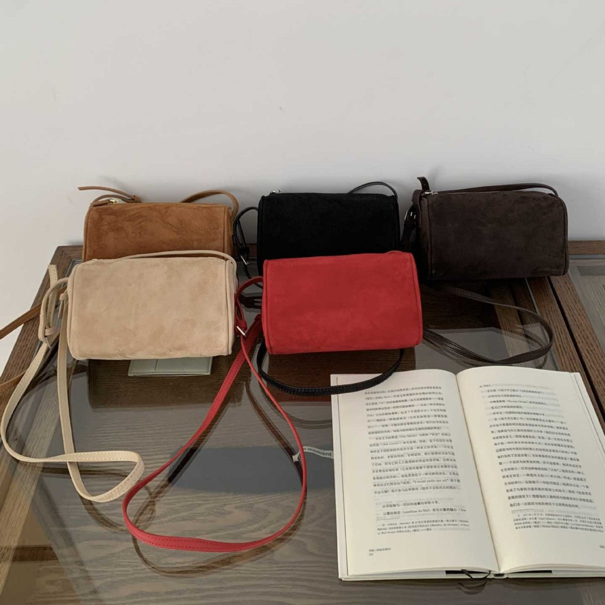 Top Layer Cowhide Mini Portable Pen Quality Suede Underarm Bags